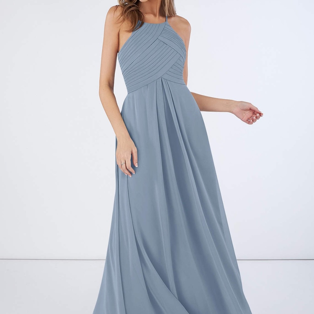 Azazie Ginger Dress, size 4, Dusty Blue